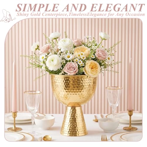 Gold Urn Vases for Centerpieces 2 Pcs, 10.6" Tall Large Metal Compote Bowl - color: French Gold, size: 10.6in-2Pcs
