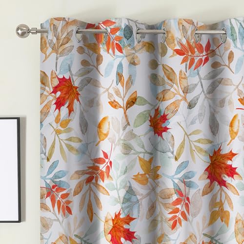 Fall Curtains 96 Inches Long, Fall Leaves Room Darkening Decor - color: Fall Leaves, size: 52"W x 96"L (Pack of 2)