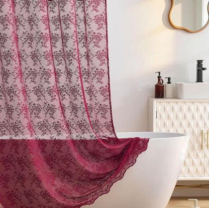TUDECO Stall Burgundy Shower Curtain for Christams Bathroom, 36W x 72L Inch - color: Burgundy, size: 36"W x 72"L (Pack of 1)