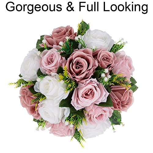 Flower Centerpieces Wedding Tables: Dusty Rose & White, 2 Packs - color: Dusty Rose & White