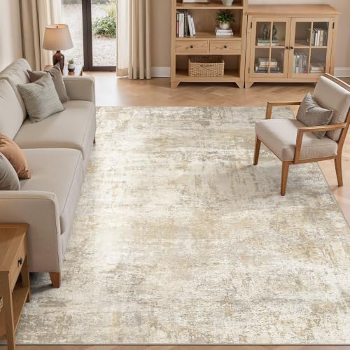 cotiled 9x12 Area Rugs Living Room: Washable Abstract Rug Beige - color: Beige, size: 9' x 12' (Rectangular)