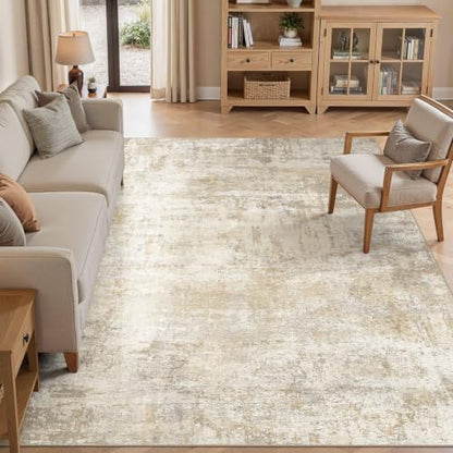 cotiled 10x12 Area Rugs Living Room: Washable Abstract Rug Beige - color: Beige, size: 10' x 12' (Rectangular)