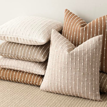 Foindtower Boho Striped Boucle Lumbar Throw Pillow Covers 12x20 Cream White - color: Cream White, size: 20" x 12" (Pack of 2)