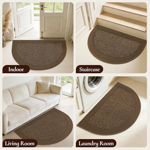 Dirt Trapper Door Mats 24" x 36", Non-Slip & Washable, Brown - color: Brown, size: 24" X 36" (Semicircular)