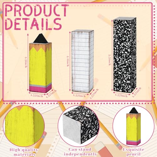 GlikCeil 3 Pcs Back to School Table Decoration Composition Notebook Decor - style: Back to School