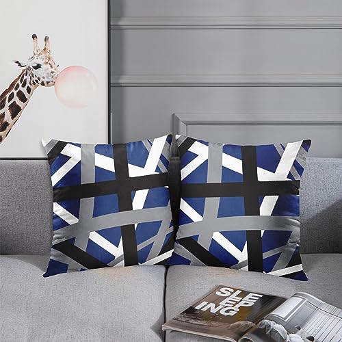 Emvency Throw Pillow Covers Set of 2, 18 x 18 Inch, Striped Retro Blue - color: Blue, size: 18" x 18" (Pack of 2)