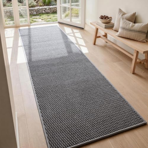 Sunfly 2x8 Runner Rug with Non Slip Rubber Backing Dark Grey - color: Dark Grey, size: 2' x 8' (Rectangular)