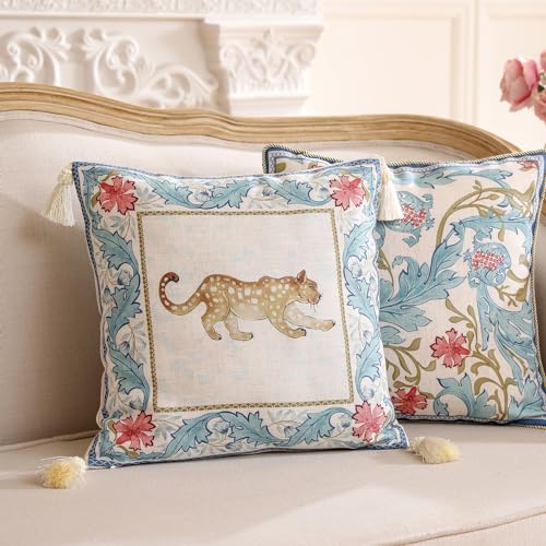 patdrea Designer Vintage Linen Throw Pillow Cover,18"x18",Set of 2-Fromm B - color: Fromm B, size: 18" x 18" (Pack of 2)