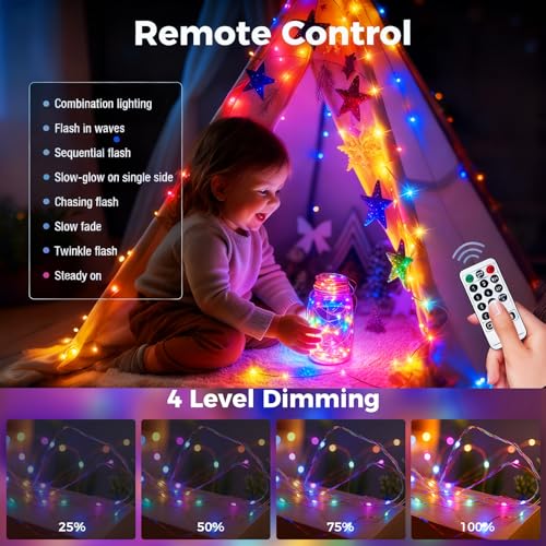 btfarm Fairy Lights Plug in with Remote, 66FT 200 LED Twinkle Lights - color: Multicolor, size: 1 Pack-66FT