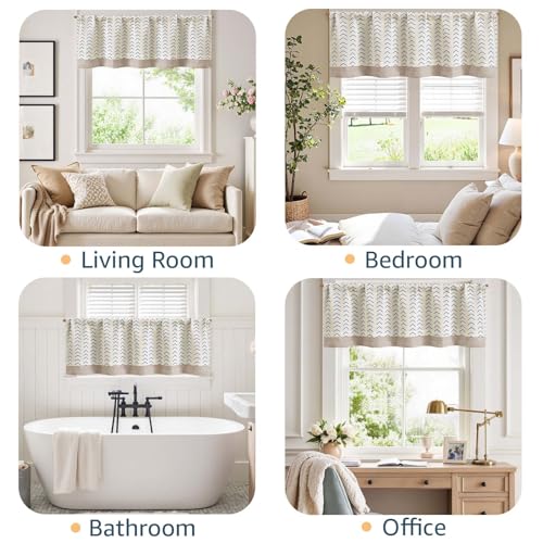 jinchan Arrow Linen Valance 18 Inch Modern Boho 1 Panel Blue on Linen - color: Arrow | Blue on Linen, size: 50"W x 18"L (Pack of 1)