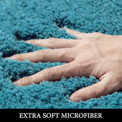 MIULEE Teal Bathroom Runner Rugs Soft Microfiber Bath Mat 16x48 Inch - color: Teal, size: 1'4" x 4' (Rectangular)