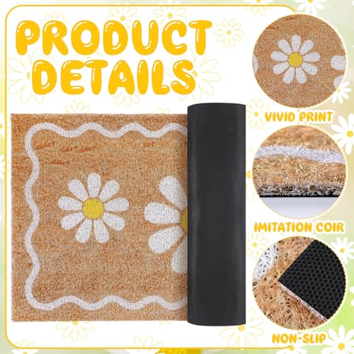Dunzy Daisy Doormat Outdoor White Floral Welcome Mat for Front Door - style: White Daisy