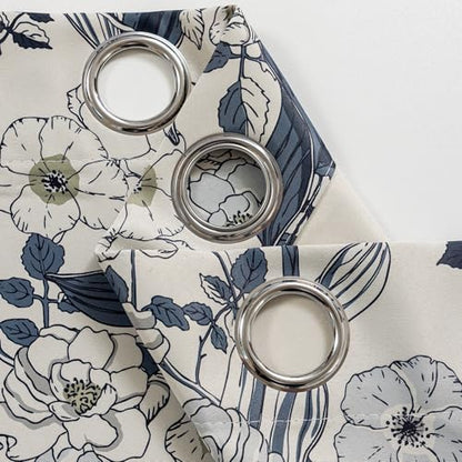 SUOUO Grey Blue Floral Blackout Curtains 96 Inches 2 Panels Grommet-Top - color: Grey-blue, size: 52"W x 96"L (Pack of 2)