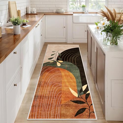 MUJOO Washable Runner Rug 2x6 Area Rug Non Slip Mid Century Modern - color: Terracotta（modern）, size: 2' x 6' (Rectangular)