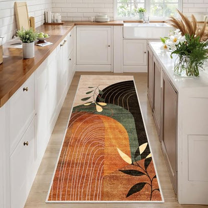 MUJOO Washable Runner Rug 2x6 Area Rug Non Slip Mid Century Modern - color: Terracotta（modern）, size: 2' x 6' (Rectangular)