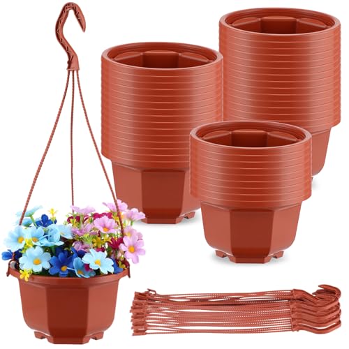 Roshtia 24 Pcs Hanging Planter Pot with Hook, Brown, 6 Inch - color: Brown, size: 6 Inch