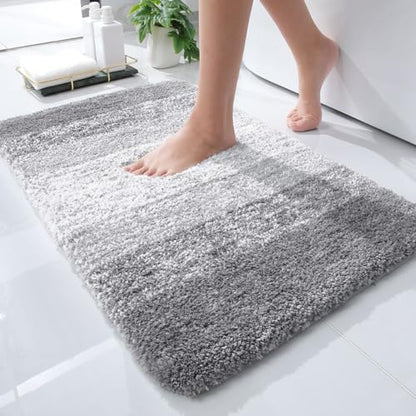 OLANLY Small Bathroom Rugs 24x16, Extra Soft Absorbent Microfiber Bath Rugs - color: Light Grey, size: 24" X 16"
