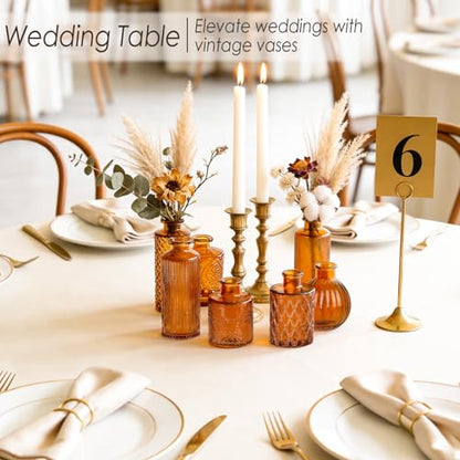 UPBUD Amber Glass Bud Vases Set of 36, Brown Small Vases for Flowers - color: Amber Brown-36pcs