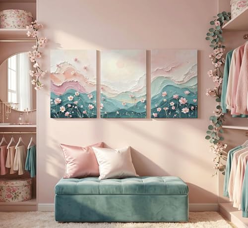 3pcs Abstract Texture Canvas Wall Art Modern Minimalist Texture Wall Decor Pictures Pastel Flowers And Mountains Posters Prints Paintings for Living Room Bedroom Office Home Decoration - color: Abstract Texture, size: 24"L x 16"W-Canvas