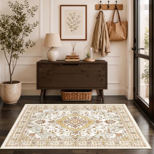 Arenarug 3x5 Washable Area Rug for Bedroom, Khaki Rusty Yellow - color: Khaki Rusty Yellow, size: 3' x 5' (Rectangular)