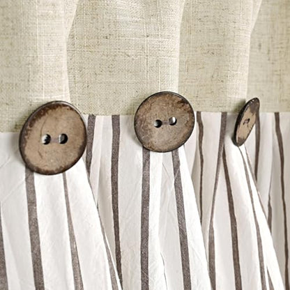 DOSLY IDÉES Farmhouse Linen and Cotton Curtain, Brown Striped,26" W x 36" L - color: Linen & Brown Striped, size: 26"W x 36"L (Pack of 2)