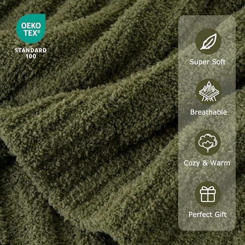Battilo Olive Green Throw Blankets for Couch, Soft Throw Blanket, 50"x60" - color: Olive Green, size: 50"x60"