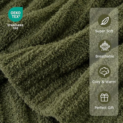 Battilo Olive Green Throw Blankets for Couch, Soft Throw Blanket, 60"x80" - color: Olive Green, size: 60"x80"