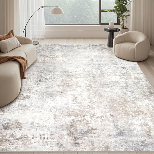 Beige Grey Washable Rugs 9x12 Area Rugs for Living Room,Bedroom,Dining Room - color: Brown-grey-beige-slate, size: 9' x 12' (Rectangular)