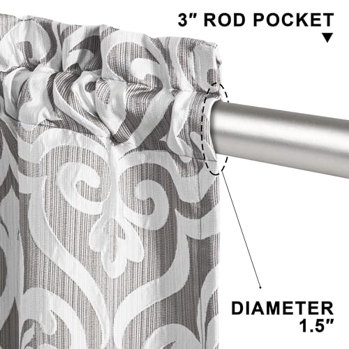 Loom and Mill Modern Damask Valances for Windows, Silver Gray, 54"x18" - color: Silver Gray