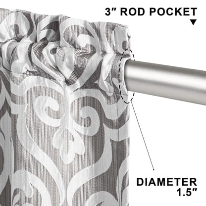 Loom and Mill Modern Damask Valances for Windows, Silver Gray, 54"x18" - color: Silver Gray