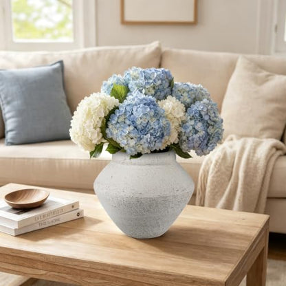 Briful Rustic Ceramic Vase Large Decorative Vase, 9'' Farmhouse Flower Vase - color: Beige#688