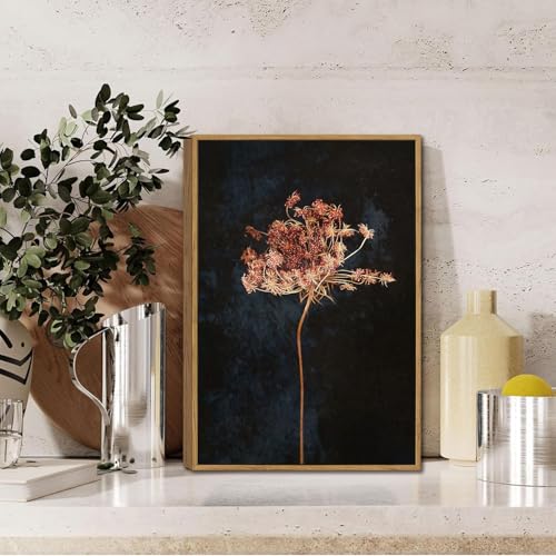 Moody Botanical Flower Canvas Wall Art 8x10 inch - color: Radish flower, size: 8"x10" Natural