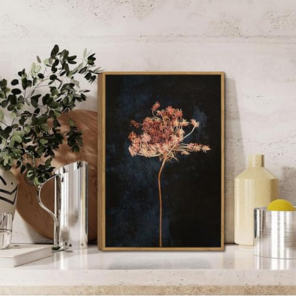 Moody Botanical Flower Canvas Wall Art 8x10 inch - color: Radish flower, size: 8"x10" Natural