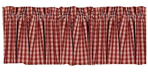 Home Collection by Raghu, Barn Red/Nutmeg Heritage House Check Valance, 72 by 15.5-Inch (VL100017)