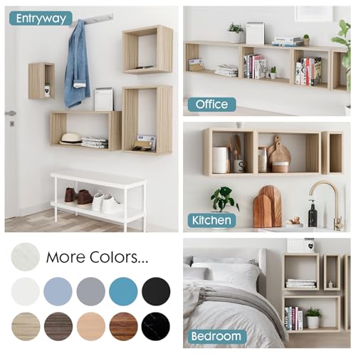 Kaboon Cube Floating Shelves Set2, Display Shelves Wall Mount 7.75" D x 12.5" W x 12.5" H, (Grey Oak, Square 2 Cubes) - color: Grey Oak, size: Square-Set2