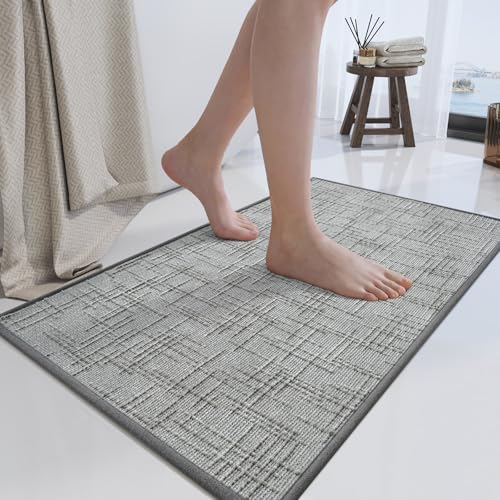 Bath Mat Non Slip,Quick Dry Bathroom Rug Under Door,16"x24",Grey - color: A- Grey, size: 16"x24"