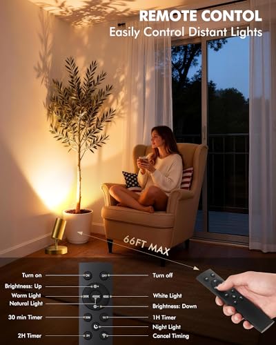 2 Pack Gold Wireless Led Spotlights Indoor with Remote, 8000mAh Cordless Battery Operated Plant Uplights, Rechargeable Small Battery Powered UpLighting for Wall Floor Picture Art Accent Tree