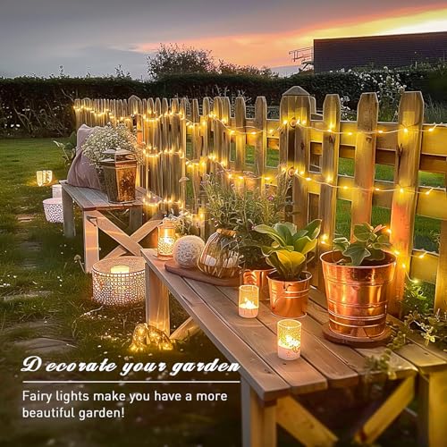 JMEXSUSS 400 LED Fairy Lights Plug in, Remote Control Twinkle Lights - color: Warm White, size: 132FT 400LED