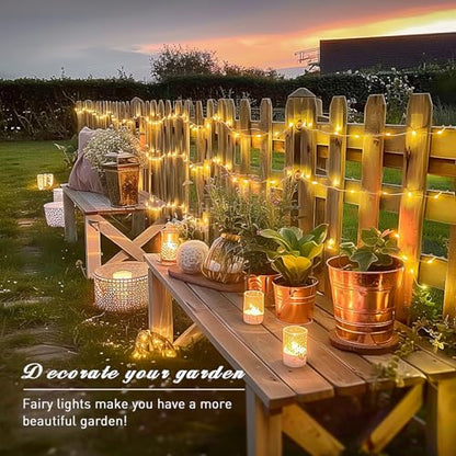 JMEXSUSS 400 LED Fairy Lights Plug in, Remote Control Twinkle Lights - color: Warm White, size: 132FT 400LED