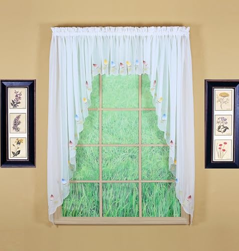 Today's Curtain,Vineyard 3-D Appliqué,Swagger 63", White, 90" W x 63" L - color: White, size: 90"W x 63"L (Pack of 1)