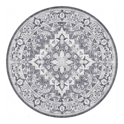 Lessymo 8FT Washable Round Area Rugs for Living Room, Non Slip Circle Rugs - color: Grey Beige, size: 8' (Round)