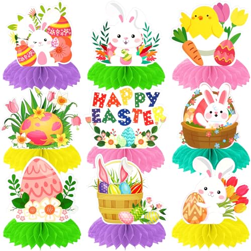 Happy Easter Honeycomb Centerpiece Decorations for Table