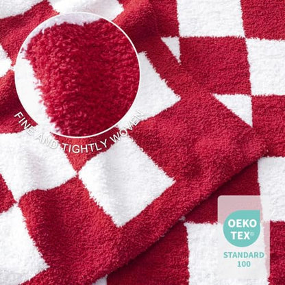 Exclusivo Mezcla Checkered Knit Throw Blanket for Couch, Red - color: Red, size: Throw (50"x60")