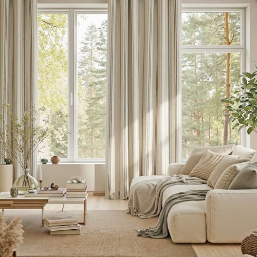 MYSKY HOME 100% Blackout Striped Curtains for Bedroom 52Wx63L,2 Panels - color: Grey/Blackout, size: 52"W x 63"L (Pack of 2)