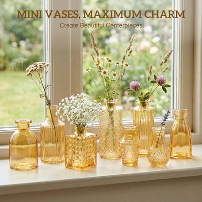 Glass Bud Vase Set of 32 Pcs, Small Glass Vases for Flowers - color: Goden