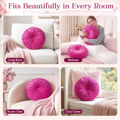 Drydiet 1 Pcs Round Throw Velvet Pillow (Magenta Pink, 15'') - color: Magenta Pink, size: 15''
