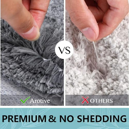 Arotive Microfiber Bathroom Rugs, Shaggy Soft Absorbent Bath Rug, 59x35 - color: Grey, size: 59" X 35"