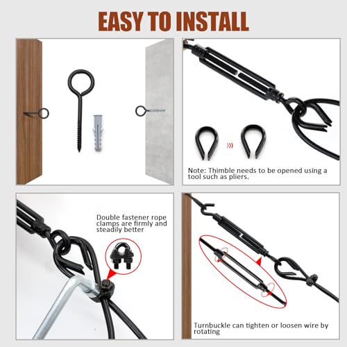 String Light Hanging Kit, All-Black Globe String Lights Suspension - size: 1/8 In. X 100 Ft.