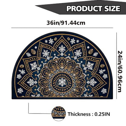 Christmas Half Round Door Mat 24"x36", Non-Slip Indoor Entryway Rug - color: Multicolor-7
