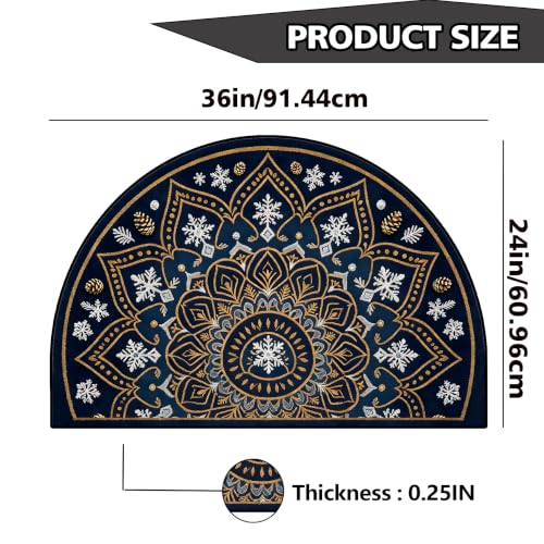 Christmas Half Round Door Mat 24"x36", Non-Slip Indoor Entryway Rug - color: Multicolor-7